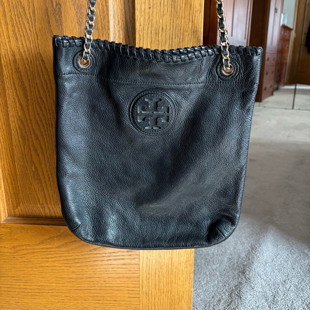 Tory Burch Black Leather Chain Shoulder/Crossbody Bag